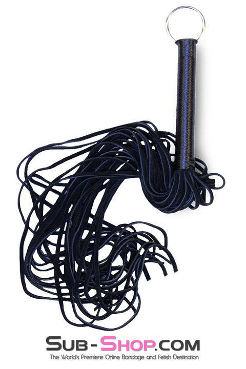 7796DL      Suede Tail 24” Flogger Whip with Satin Wrapped Handle and Hanging Ring Whip   , Sub-Shop.com Bondage and Fetish Superstore