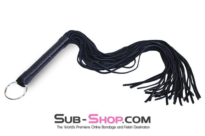 7796DL      Suede Tail 24” Flogger Whip with Satin Wrapped Handle and Hanging Ring Whip   , Sub-Shop.com Bondage and Fetish Superstore