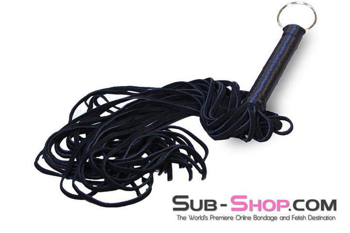 7796DL      Suede Tail 24” Flogger Whip with Satin Wrapped Handle and Hanging Ring Whip   , Sub-Shop.com Bondage and Fetish Superstore