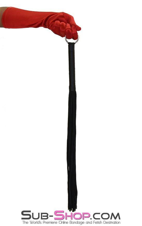 7796DL      Suede Tail 24” Flogger Whip with Satin Wrapped Handle and Hanging Ring Whip   , Sub-Shop.com Bondage and Fetish Superstore
