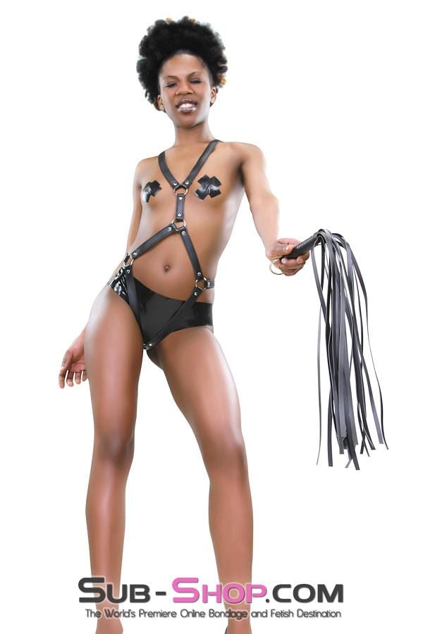 7797DL      Heavyweight 24" Rubberized Leatherette Flogger Whip with Hanging Ring Whip   , Sub-Shop.com Bondage and Fetish Superstore