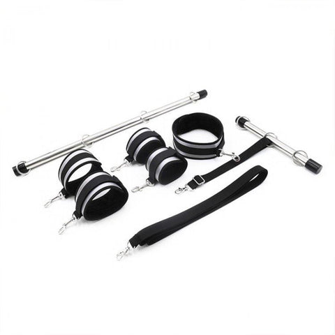 7802M      Double Spreader Bar Collar, Wrist and Ankle Total Bondage Kit with Removable Cuffs Spreader Bar   , Sub-Shop.com Bondage and Fetish Superstore