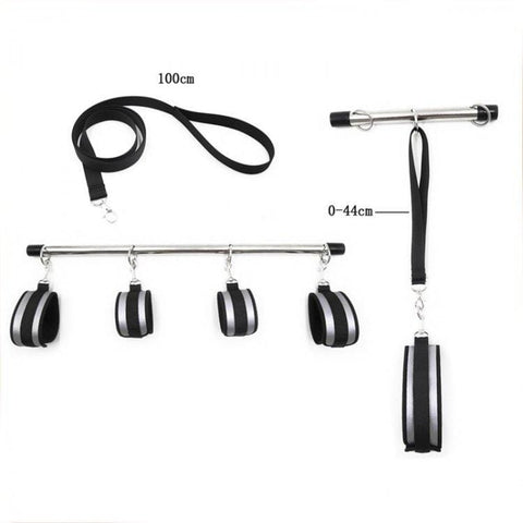 7802M      Double Spreader Bar Collar, Wrist and Ankle Total Bondage Kit with Removable Cuffs Spreader Bar   , Sub-Shop.com Bondage and Fetish Superstore