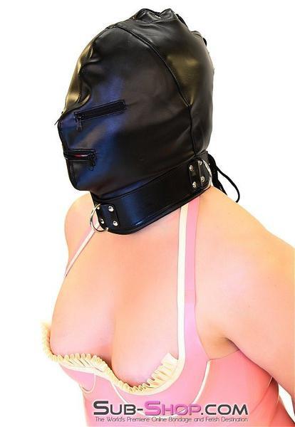 7803DL      Enslaved Full Hood with Collar, Zipper Eyes and Mouth - MEGA Deal Black Friday Blowout   , Sub-Shop.com Bondage and Fetish Superstore