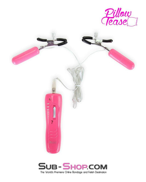 7807M-SIS      Sissy Clitty Clamps 7 Function Vibrating Pink Nipples, Cock or Balls Clamp Set Sissy   , Sub-Shop.com Bondage and Fetish Superstore