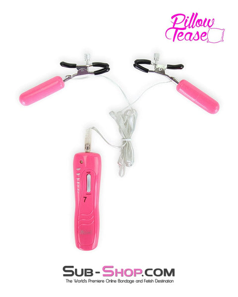 7807M-CB      7 Function Vibrating Pink Nipples, Cock or Balls Clamp Set For Him   , Sub-Shop.com Bondage and Fetish Superstore