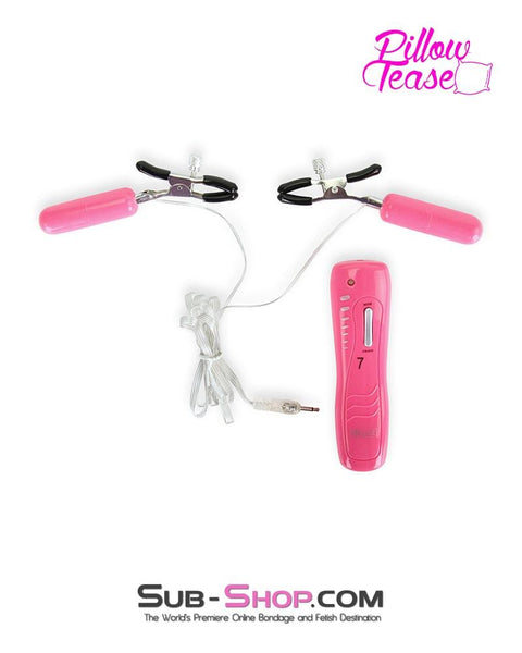 7807M-SIS      Sissy Clitty Clamps 7 Function Vibrating Pink Nipples, Cock or Balls Clamp Set Sissy   , Sub-Shop.com Bondage and Fetish Superstore