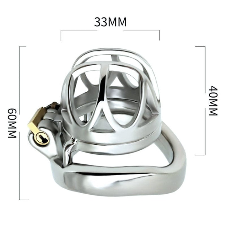 7812M      The Brig Small Steel Cock Cage Chastity with Small Cock Ring Chastity   , Sub-Shop.com Bondage and Fetish Superstore