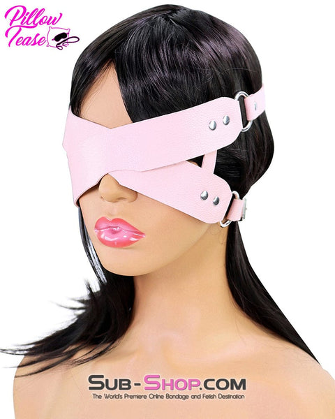 7833DL      Pink Criss Cross Vegan Leather Blindfold Blindfold   , Sub-Shop.com Bondage and Fetish Superstore