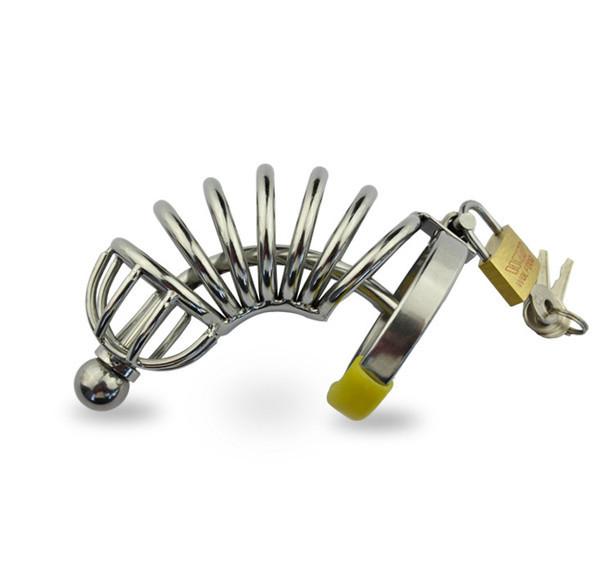 7856AR      Chastity Cock Cage with Removable Urethral Sound Catheter Plug Chastity   , Sub-Shop.com Bondage and Fetish Superstore
