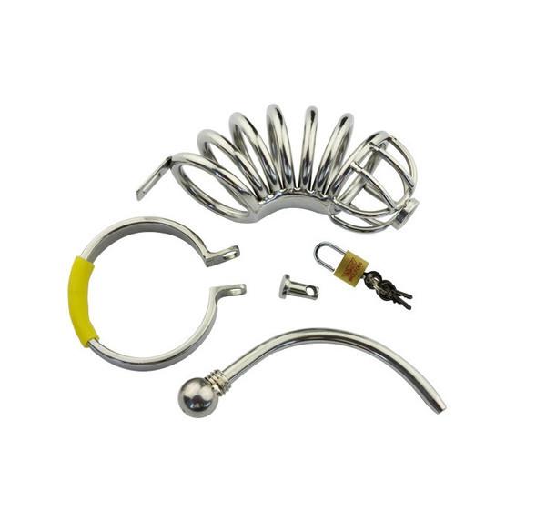 7856AR      Chastity Cock Cage with Removable Urethral Sound Catheter Plug Chastity   , Sub-Shop.com Bondage and Fetish Superstore