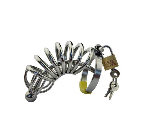 7856AR      Chastity Cock Cage with Removable Urethral Sound Catheter Plug Chastity   , Sub-Shop.com Bondage and Fetish Superstore