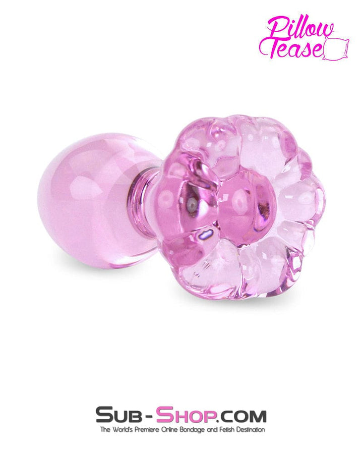 7861M      Flower Power Pink Glass Beginner Butt Plug Butt Plug   , Sub-Shop.com Bondage and Fetish Superstore
