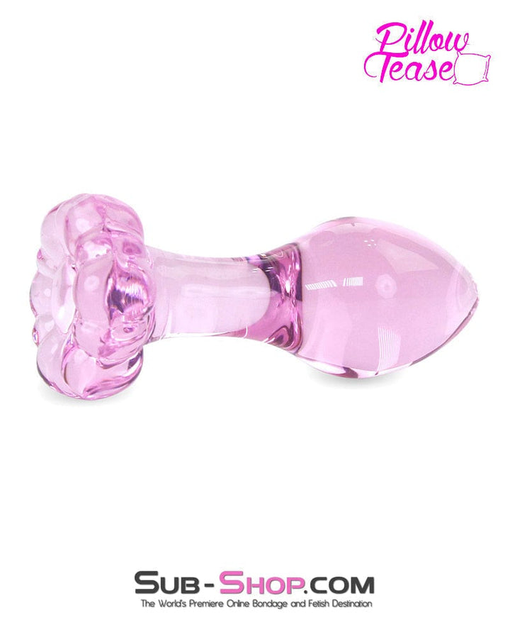 7861M      Flower Power Pink Glass Beginner Butt Plug Butt Plug   , Sub-Shop.com Bondage and Fetish Superstore