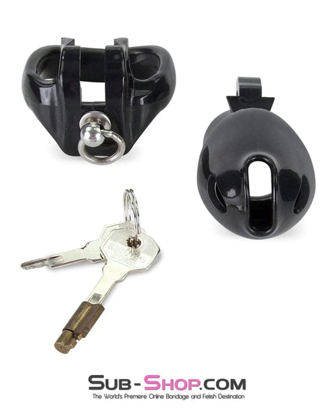 7869M-SIS      Hard Up Cock Cage Sissy Chastity with Lead Ring – Black with Medium Cock Ring Sissy   , Sub-Shop.com Bondage and Fetish Superstore
