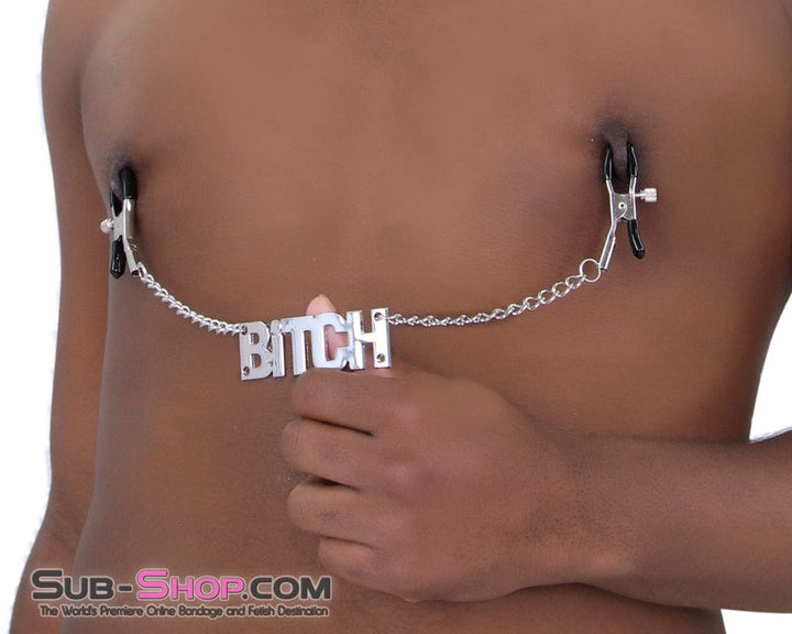7870RS      BITCH Clamps Nipple Clamps with BITCH Tag - LAST CHANCE - Final Closeout! MEGA Deal   , Sub-Shop.com Bondage and Fetish Superstore