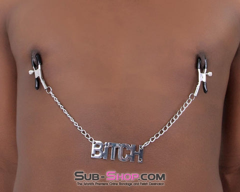 7870RS      BITCH Clamps Nipple Clamps with BITCH Tag - LAST CHANCE - Final Closeout! MEGA Deal   , Sub-Shop.com Bondage and Fetish Superstore