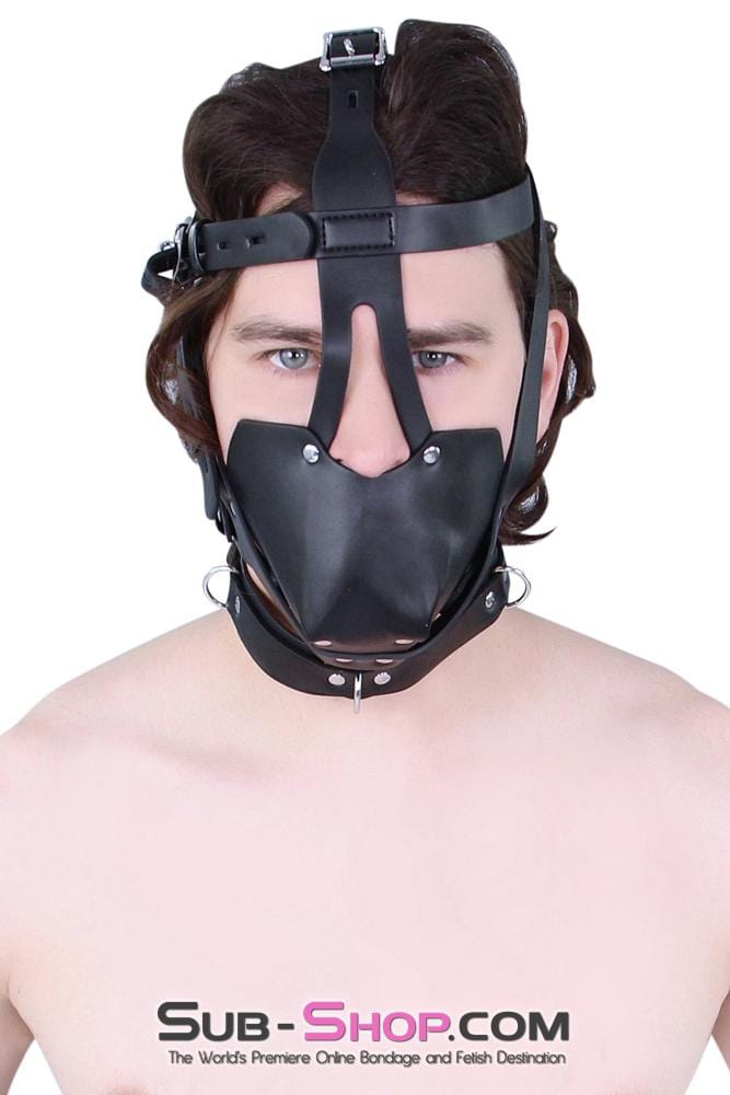 7881MQ      Locking Muzzle Ball Gag Trainer, Full Head and Collar Head Harness Gags   , Sub-Shop.com Bondage and Fetish Superstore
