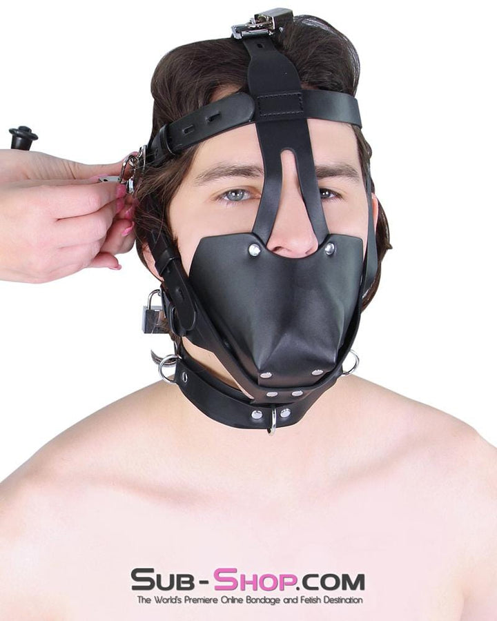 7881MQ      Locking Muzzle Ball Gag Trainer, Full Head and Collar Head Harness Gags   , Sub-Shop.com Bondage and Fetish Superstore