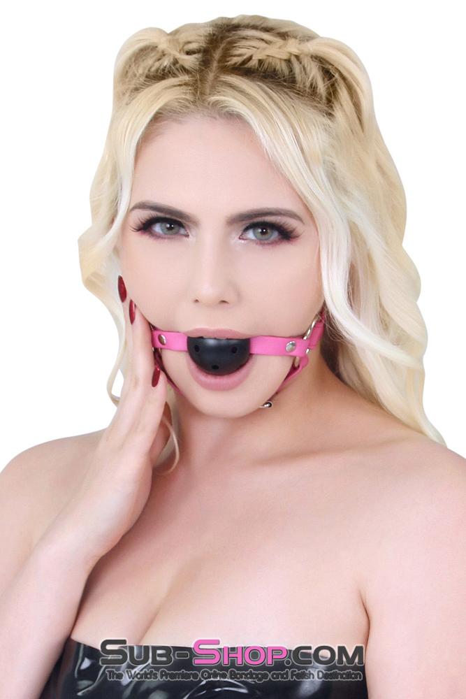 7888MQ      Hot Pink Strap Breather Drool Ball Gag with Chin Strap Ballgag   , Sub-Shop.com Bondage and Fetish Superstore