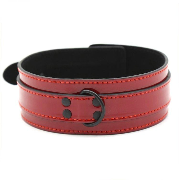 7891M      Candy Apple Lustful Red Bondage Collar with Matte Black Hardware Collar   , Sub-Shop.com Bondage and Fetish Superstore
