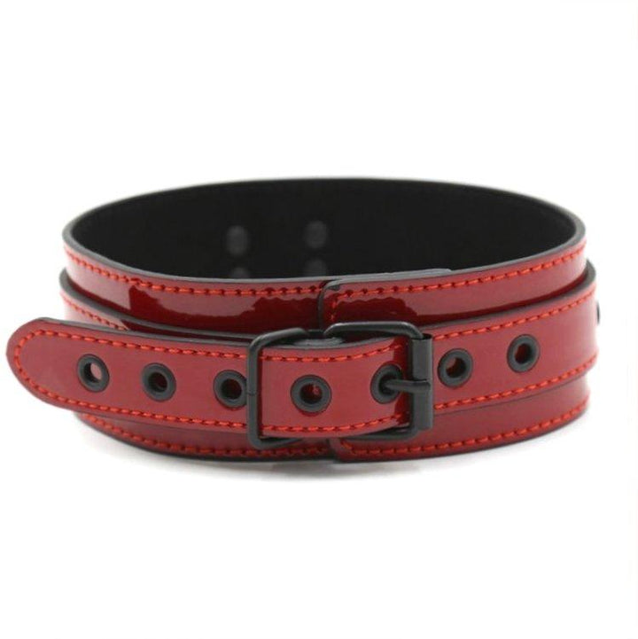 7891M      Candy Apple Lustful Red Bondage Collar with Matte Black Hardware Collar   , Sub-Shop.com Bondage and Fetish Superstore