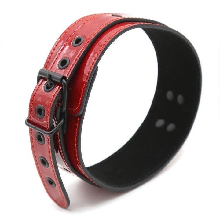 7891M      Candy Apple Lustful Red Bondage Collar with Matte Black Hardware Collar   , Sub-Shop.com Bondage and Fetish Superstore