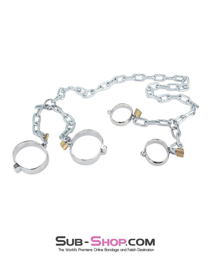 7917M      Locking Steel Wrist To Ankle Bondage Slave Serving Set with Chains Steel Bondage   , Sub-Shop.com Bondage and Fetish Superstore