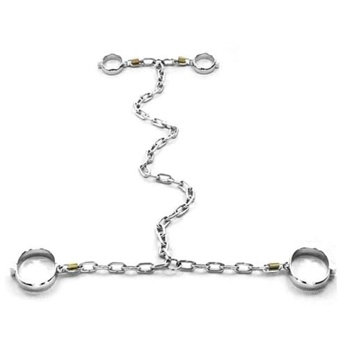 7917M      Locking Steel Wrist To Ankle Bondage Slave Serving Set with Chains Steel Bondage   , Sub-Shop.com Bondage and Fetish Superstore