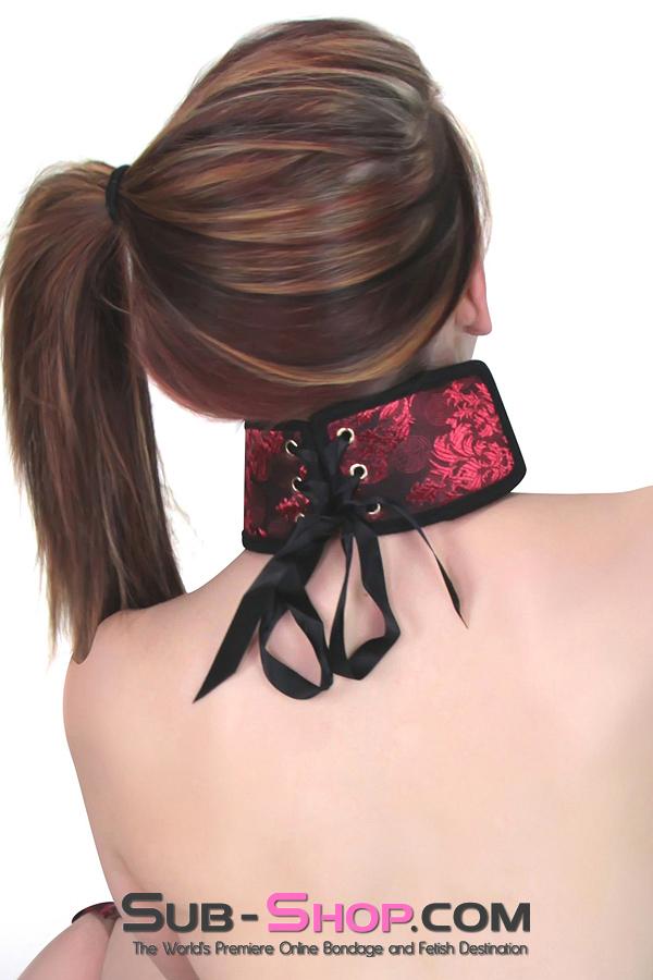 7918DL      Lusty Wench Brocade Lacing Chevron Style Bondage Collar with Leash - MEGA Deal Black Friday Blowout   , Sub-Shop.com Bondage and Fetish Superstore