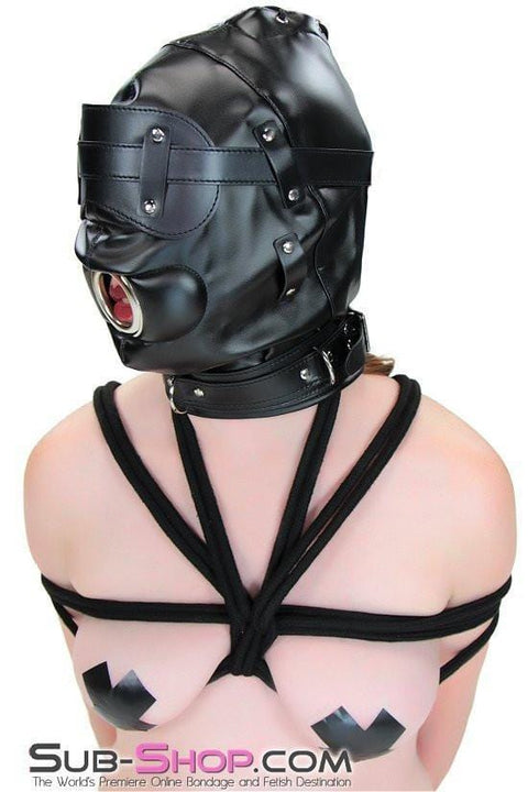 7921DL      Deep Throat Trainer Locking Hood with Removable Locking Blindfold & Penis Gag Hoods   , Sub-Shop.com Bondage and Fetish Superstore