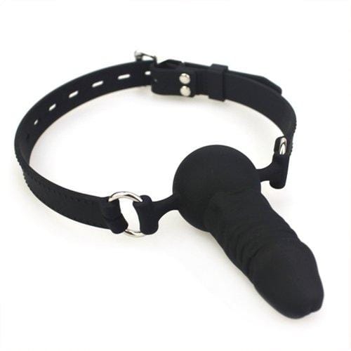 7941M      Black Locking Silicone Penis Ball Gag Gags   , Sub-Shop.com Bondage and Fetish Superstore