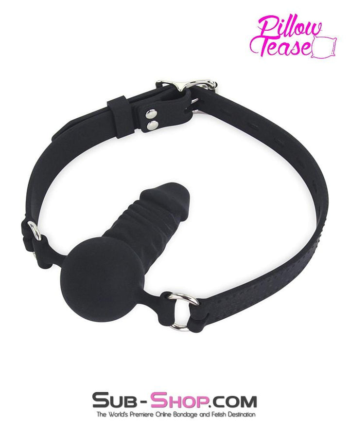 7941M      Black Locking Silicone Penis Ball Gag Gags   , Sub-Shop.com Bondage and Fetish Superstore