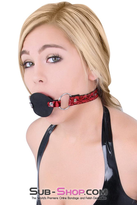 7944DL-SIS      Rough Sex Silicone Penis Gag with Locking Red Diamond Strap Sissy   , Sub-Shop.com Bondage and Fetish Superstore