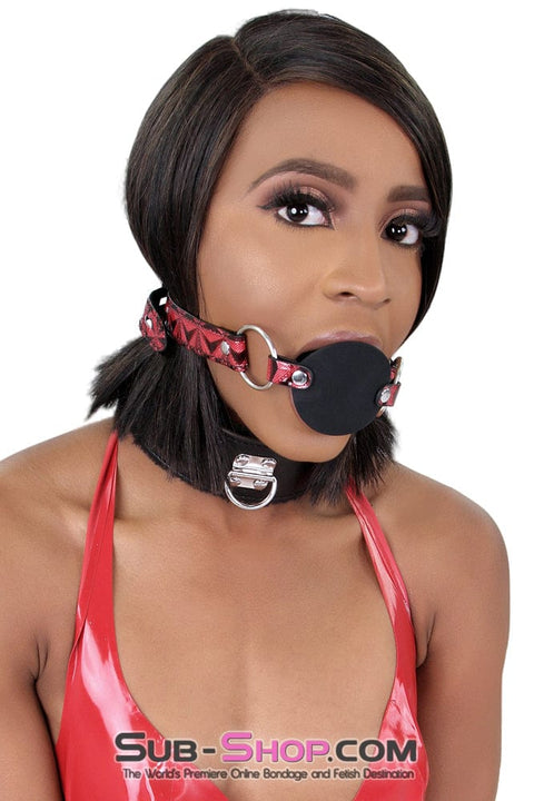 7944DL       Rough Sex Silicone Penis Gag with Locking Red Diamond Strap Gags   , Sub-Shop.com Bondage and Fetish Superstore
