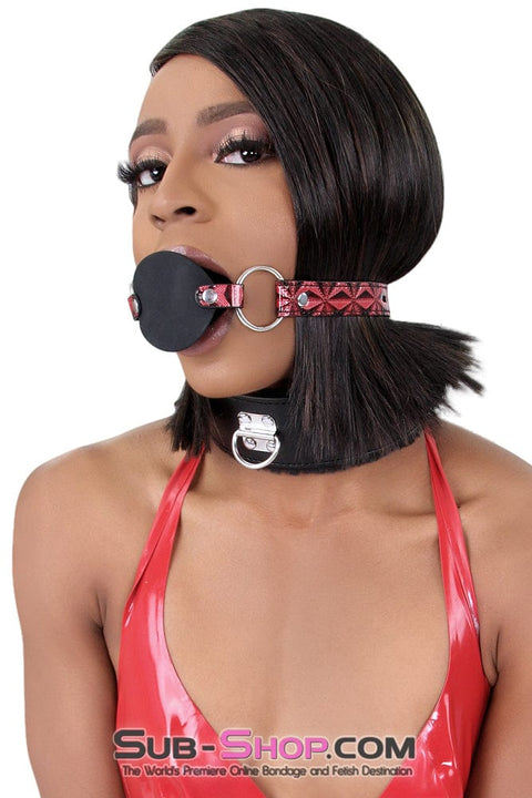 7944DL       Rough Sex Silicone Penis Gag with Locking Red Diamond Strap Gags   , Sub-Shop.com Bondage and Fetish Superstore