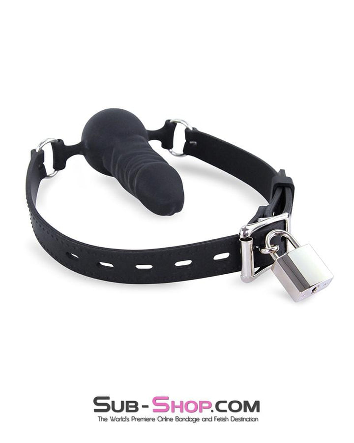 7941M      Black Locking Silicone Penis Ball Gag Gags   , Sub-Shop.com Bondage and Fetish Superstore