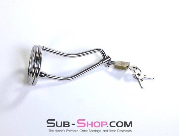 0797HS     Ultimate Slave Cock Control Metal Cock Ring w/ Urethral Sound Steel Bondage   , Sub-Shop.com Bondage and Fetish Superstore