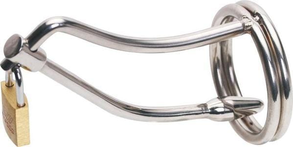 0797HS     Ultimate Slave Cock Control Metal Cock Ring w/ Urethral Sound Steel Bondage   , Sub-Shop.com Bondage and Fetish Superstore