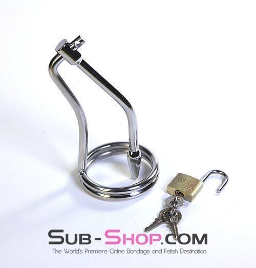 0797HS     Ultimate Slave Cock Control Metal Cock Ring w/ Urethral Sound Steel Bondage   , Sub-Shop.com Bondage and Fetish Superstore