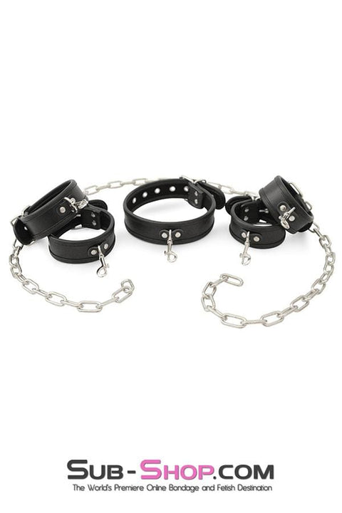 0803M      6 Pc. Cuffs, Collar and Chains Bondage Slave Starter Set - MEGA Deal MEGA Deal   , Sub-Shop.com Bondage and Fetish Superstore