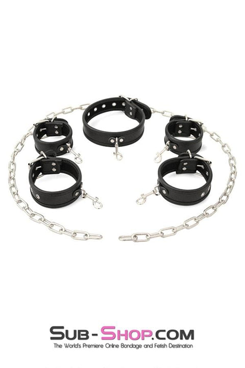 0803M      6 Pc. Cuffs, Collar and Chains Bondage Slave Starter Set - MEGA Deal MEGA Deal   , Sub-Shop.com Bondage and Fetish Superstore