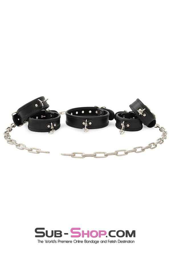 0803M      6 Pc. Cuffs, Collar and Chains Bondage Slave Starter Set - MEGA Deal MEGA Deal   , Sub-Shop.com Bondage and Fetish Superstore