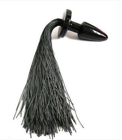 8397LT      Black Pony Play Butt Plug with Rubber Tail - LAST CHANCE - Final Closeout! MEGA Deal   , Sub-Shop.com Bondage and Fetish Superstore