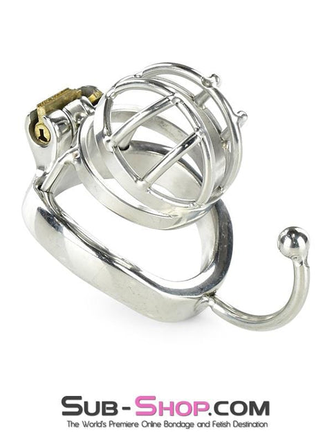 0840RS      Tiny Cage High Security Chromed Steel Male Chastity with Ball Separation Rod Chastity   , Sub-Shop.com Bondage and Fetish Superstore