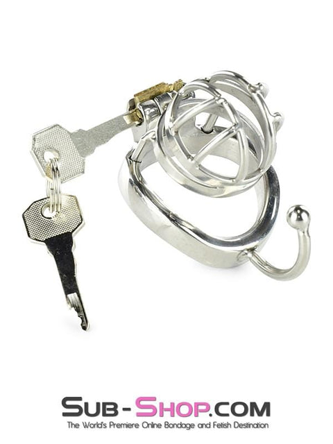 0840RS      Tiny Cage High Security Chromed Steel Male Chastity with Ball Separation Rod Chastity   , Sub-Shop.com Bondage and Fetish Superstore