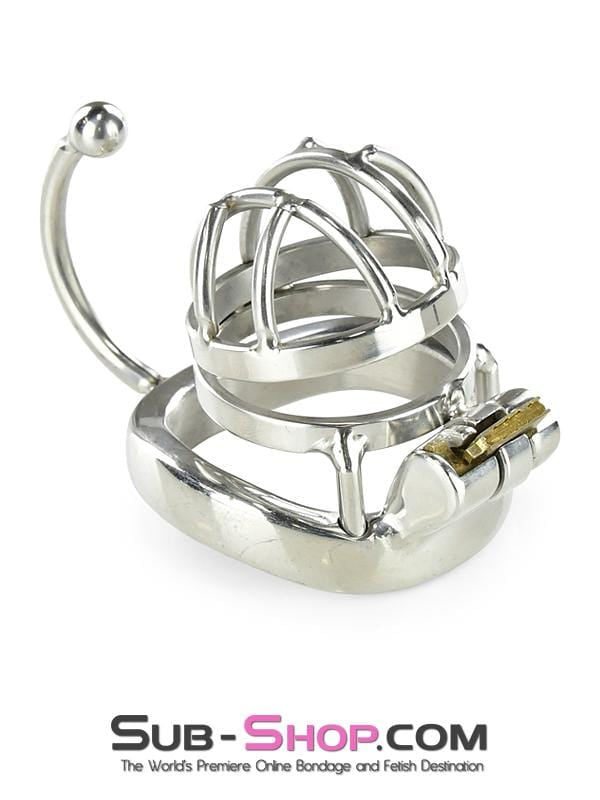 0840RS      Tiny Cage High Security Chromed Steel Male Chastity with Ball Separation Rod Chastity   , Sub-Shop.com Bondage and Fetish Superstore