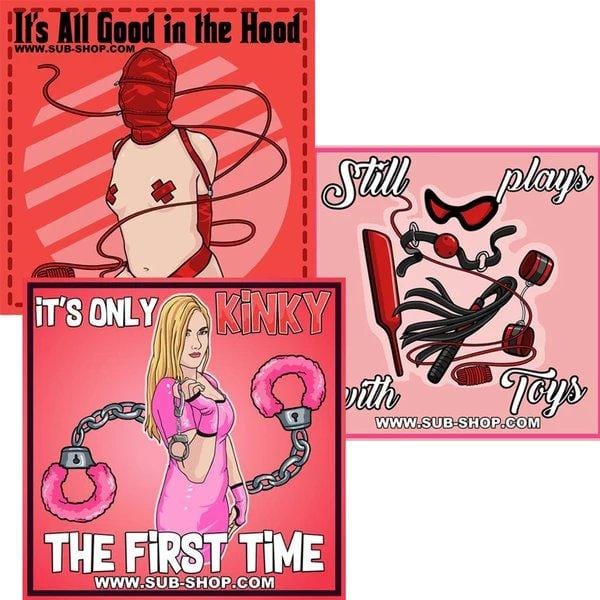 0377A      3 Pack Stickers Sticker   , Sub-Shop.com Bondage and Fetish Superstore