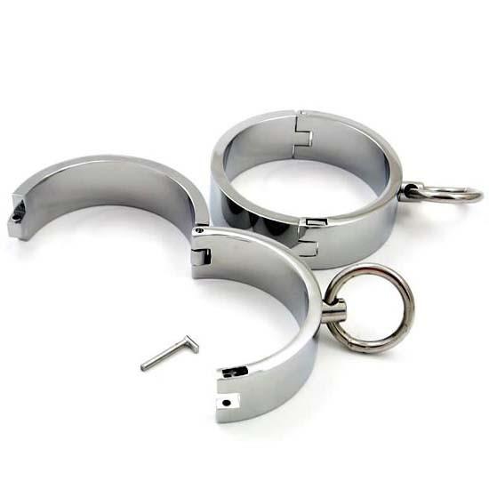 8702HS      Forever My Slave Chrome Wrist Manacles Cuffs   , Sub-Shop.com Bondage and Fetish Superstore