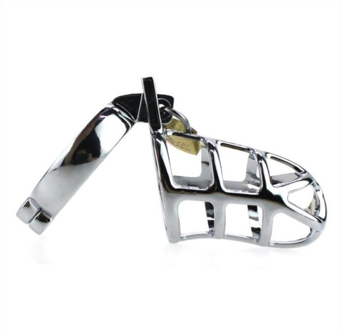 8707HS      Cock Tease Locking Steel Male Chastity Set Chastity   , Sub-Shop.com Bondage and Fetish Superstore
